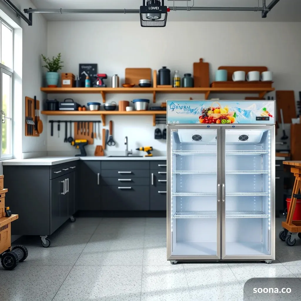 modern LG refrigerator 500L silver color on dark background, product photography